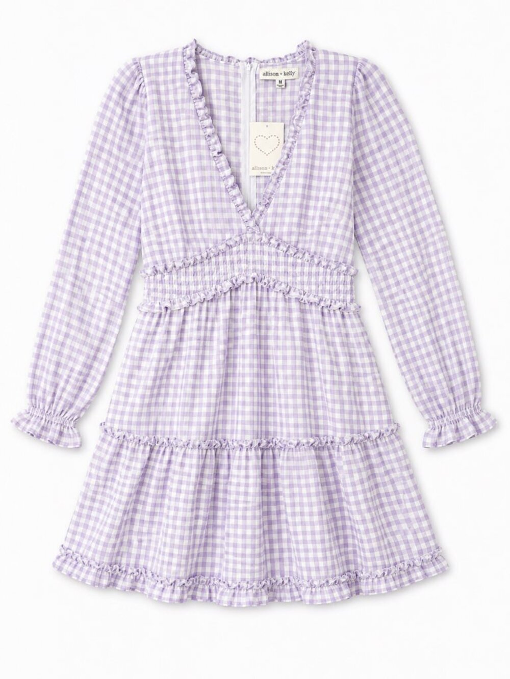 Allison & Kelly Lavender Gingham Babydoll Dress Cottagecore Coquette M